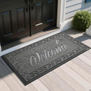 Yimobra Welcome Mat, Heavy Duty Sturdy Door Mats for Home Entrance Outdoor Indoor, Front Doormat for Outside Patio Floor Entry Porch Garage Office, Waterproof, Low Profile, 47 x 24, Black Grey by CozyNest Decor