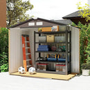 Outsunny 7' x 4' Outdoor Storage Shed, Garden Tool Metal Shed with Foundation Kit, Double Lockable Door, Air Vents and Sloping Roof, for Backyard, Patio, Lawn, Brown by GreenHaven Gardens