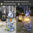 Rabbit Solar Lights Lantern Garden Statues with Succulent and 4 LED Lights - Outdoor Bunny Welcome Figurines Decorations for Patio Yard Lawn Ornaments Gifts for Birthday Easter Housewarming by CozyNest Decor