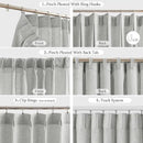 FMFUNCTEX Pinch Pleated Curtains 96 Inches Long for Living Room, Grey Semi Sheer Faux Linen Textured Pleat Drapes for Bedroom with Hooks, Light Filtering Farmhouse Window Drapes 2 Panels by CozyNest Decor