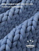YnM Chunky Throw Blanket, Medium-Weight, Hand Knitted, Skin Friendly, Ventilated and Breathable, Machine Washable, Home Décor Piece for Couch, Sofa and Bed (Cerulean Blue, 40x50 Inch) by CozyNest Decor