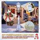 6FT Lighted Freestanding Lamp Post for Christmas Decoration, Pre-Lit Iridescent Post Lamp with 120 LED Lights & Removable Bow, Outdoor 3D Glittered Standing Festival Display, White by CozyNest Decor