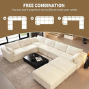 Oversized Modular Sectional Cloud Couch,157.5" U Shaped Modern Sofa with 2 Ottoman and 2 Middle Seats,Upholstered Couches with Corduroy Fabric for Living Room Furniture,No Assembly Required,White by CozyNest Decor