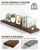 Marsmiles 48" Floating Shelves for Wall, Wooden Shelves with Invisible Brackets Set of 2, Rustic Farmhouse Wall Mounted Shelf for Kitchen Bathroom Living Room Study, Walnut by CozyNest Decor