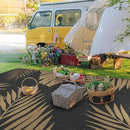 GENIMO Outdoor Rug 8' x 16' Waterproof for Patios Clearance, Reversible Outdoor Plastic Straw Camping Rug Carpet, Large Area Rugs Mats for RV, Camper, Deck, Balcony, Porch, Beach, Picnic, Black&Brown by CozyNest Decor
