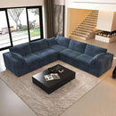 118" V Shaped Corner Modern Sofa Modular Sectional Cloud Couch,Deep Seat Upholstered Couches with Plush Corduroy Fabric for Living Room Furniture,Bedroom and Apartment,No Assembly Required,Blue by CozyNest Decor