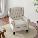 Accent Chair, Upholstered Armchair with Button Tufted High Back & Solid Wood Legs, Comfy Wingback Reading Single Sofa Chair for Small Spaces, Living Room, Bedroom (Beige, Set of 1) by CozyNest Decor