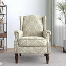 Lumibee Wingback Accent Chair,High Back Floral Armchairs in Fabric,Comfy Upholstered Reading Single Sofa Chair with Solid Wood Legs for Living Room,Bedroom,Office-White by CozyNest Decor