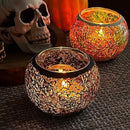 SHMILMH Mosaic Glass Candle Holder Set of 4, Votive Candle Holders Handmade Cracked Tealight Holders for Fall Christmas Diwali Home Decorations, Diwali Gift by CozyNest Decor