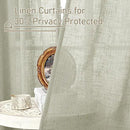 LAMIT Short Linen Curtains 40 Inch Length, Sage Grey Small Window Semi Sheer Drapes Light Filtering Bronze Grommet Neutral Panels for Cafe/Basement, 2 Panels Set, 34 x 40 Inch by CozyNest Decor