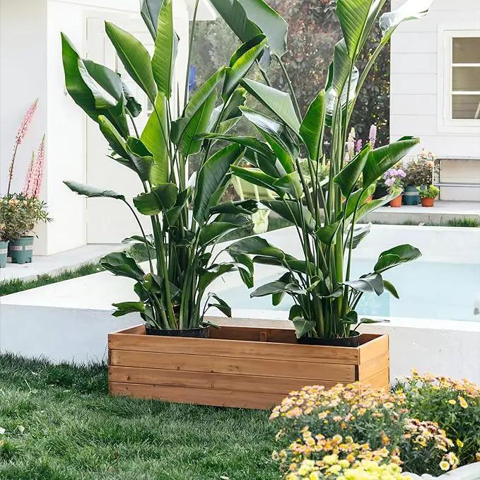 Wooden Raised Garden Bed Planter Box – Fir Wood Outdoor Vegetable, Herb & Flower Box with Drainage Holes – 47.24"x15.75"x12.6", Rot-Resistant, for Patio, Yard, Balcony, photo 5 of 6