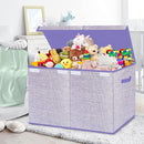 Toy Storage Bins,Large Toy Box Chest with Lids,Foldable Stuffed Animal Toy Organizers and Storage with Sturdy Handles for Kids,Girls,Boys,Nursery,Playroom 24.5"x13"x16" (Purple) by TinyTreasures Baby Boutique