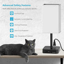 Bedside Table Lamp with Touch Control & USB C+A Charging Ports LED Desk Lamp with 2 AC Outlets, Minimalist Nightstand Light with Black Fabric Shade for Bedroom, Living Room, Office, White by CozyNest Decor