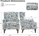 UIXE High Back Floral Accent Chairs Set of 2, Upholstered Armchair in Fabric, Retro Printed Wingback Arm Chair for Living Room, Nailhead Trim Single Sofa Bedroom Reading Seat - Boho Blue by CozyNest Decor
