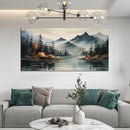 Rustic Wall Art for Living Room Large Size Teal Mountain Tree Landscape Canvas Wall Art for Bedroom Office Decor 29 x 59 Inch by CozyNest Decor
