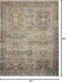 Loloi Layla Collection LAY-03 Olive/Charcoal 2'-3" x 3'-9" .13" Thick Accent Rug, Soft, Durable, Vintage Inspired, Distressed, Low Pile, Non-Shedding, Easy Clean, Printed, Living Room Rug by CozyNest Decor