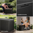 100 Gallon Double-Wall Resin Deck Box - Lockable Waterproof Outdoor Storage Box, 1000lbs Capacity & Doubles as Seating for Patio Furniture - Garden Tools, Pool Accessories (Black) by CozyNest Decor