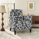 Floral Accent Chair, High Back Upholstered Armchair with Solid Wooden Legs, Padded Armrest and Removable Comfortable Cushioned Seat Single Sofa for Living Room, Bedroom, Black by CozyNest Decor