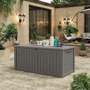 KAMABOKO Outdoor Storage Box, 120 Gallon Large Outdoor Resin Deck Box, Storage Waterproof Boxes Lockable Lid for Garden Tools, Pool Supplies, Patio Furniture and Cushions, Grey by CozyNest Decor