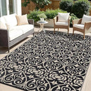 OLANLY Outdoor Rug Waterproof 6x9 ft Clearance, Reversible Outdoor Plastic Straw Rug with Floral Pattern, RV Mat for Patio, Camping, Balcony, Deck, Backyard, Black & Beige by CozyNest Decor