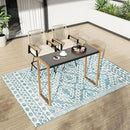 PHI VILLA Outdoor Bar Table for 2-4 Person - 55" W x 40" H Bar Height Patio Bistro Table with Stone Texture Top & Adjustable Non-Scratch Feet for Garden, Backyard, Poolside, Balcony, Patio Dining by CozyNest Decor