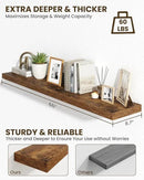 Marsmiles 55" Floating Shelves for Wall, Wooden Shelves with Invisible Brackets Set of 2, Rustic Farmhouse Wall Mounted Shelf for Kitchen Bathroom Living Room Study, Rustic Brown by CozyNest Decor