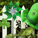 Hausse 10 Pack Reflective Pinwheels Holiday Decor, Extra Sparkly Wind Sculptures for St. Patrick's Day Decorations Party Supplies, Deterrent to Scare Birds Away from Garden Yard Patio Farm, Green by CozyNest Decor