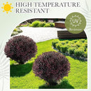Yunlly 4 Pack 18" Artificial Boxwood Ball Bush Topiary Trees Fake Outdoor Plants, Realistic UV Resistance Faux Shrubs with Spike Greenery Topiary for Front Porch Garden Yard Patio Indoor (Dark Purple) by GreenHaven Gardens