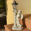 Angel Statue with Solar Lights (Right) 19.7 Inch, Outdoor Solar Angel Garden Statue with Roma Pillar for Garden Lawn Deocr, Christian Religious Gift by GreenHaven Gardens