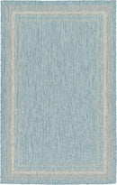Unique Loom Outdoor Border Collection Area Rug - Soft Border (5' 1" x 8' Rectangle, Aquamarine/ Ivory) by GreenHaven Gardens