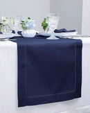 Solino Home Linen Navy Table Runner 108 Inches Long - 100% Pure Linen 14 x 108 Inch Table Runner for Fall, Autumn, Thanksgiving - Classic Hemstitch by CozyNest Decor