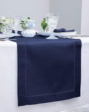 Solino Home Linen Navy Table Runner 60 Inches - Classic Hemstitch, 100% Pure Linen Coffee Table Runner 14 x 60 Inch Ideal for Dresser Tables - Fall, Autumn, Halloween, Thanksgiving by CozyNest Decor