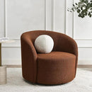 KINWELL Sherpa Swivel Barrel Chair & Round Ball Pillow Set - 34" Wide Modern Boucle Accent Chair with 9” Matching Nordic Decorative Throw Pillow for Living Room and Bedroom(Brown) by CozyNest Decor