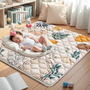 Baby Play Mats for Floor, 50x50 Playpen Mat for Babies, Extra Thicker & Soft Floor Crawling Mat, Foldable Non-Slip Playmat Cushioned for Infants Toddlers, Boho Leaf Style by TinyTreasures Baby Boutique