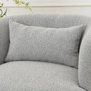 KINWELL 34" Wide Sherpa Swivel Barrel Chair, No Assembly Round Boucle Upholstered Accent Chair Armchair Single Sofa Chair with Toss Pillow for Living Room and Bedroom, Gray by CozyNest Decor