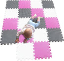 MQIAOHAM® 18 Pieces Puzzle Play Mats, Soft Baby Play Mat, Kids Interlocking Foam Floor Tiles, Toddlers Carpet Playmats G301018-101103112 by TinyTreasures Baby Boutique