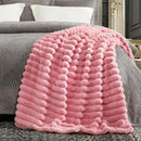 Cozy Bliss Faux Fur Throw Blanket for Couch, Cozy Warm Plush Striped Blanket for Sofa Bedroom Living Room,50 * 60 Inches Hot Pink by CozyNest Decor