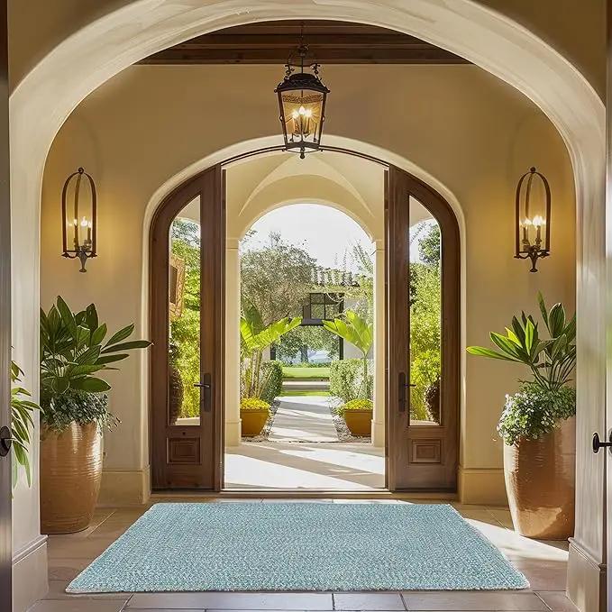 nuLOOM 3' x 5' Solid Hand Braided Indoor/Outdoor Area Rug, Pet-Friendly, High Traffic, Weather Resistant, for Patio, Balcony, Bedroom, Living Room, Dining Room, Wynn Aqua