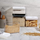 Felli Flip Tite Storage Container with Lid 4” RECTANGULAR Airtight Ring Flip Top, Stackable Kitchen Counter Pantry Organizer Acrylic Canister Jar for Pasta Spaghetti Cereal Granola Coffee (1.9qt) by TinyTreasures Baby Boutique