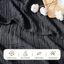 EMME Cotton Muslin King Blanket Bed Layering Breathable Gauze Blanket Soft Lightweight Blankets Adults (Black, 108"x90") by CozyNest Decor