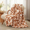 Amélie Home Chunky Knit Throw Blanket for Couch, Soft Chenille Crochet Blanket for Sofa, 50"x60", Space-Dyed Burnt Orange by CozyNest Decor