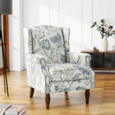 UIXE High Back Floral Accent Chairs Set of 2, Upholstered Armchair in Fabric, Retro Printed Wingback Arm Chair for Living Room, Nailhead Trim Single Sofa Bedroom Reading Seat - Plants Blue by CozyNest Decor