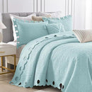 MarCielo 3-Piece 100% Cotton Oversized Bedspread Lightweight Quilt Coverlet Embroidery Farmhouse Bedding Set (TW Mint Green Blue, Oversized Queen (100"x106")) by CozyNest Decor