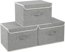 Fabric Storage Bins Cube Organizers with Flip-Top Lid and Handles,Storage Boxes for Organizing Home,Office,and Closet,Grey,3 Pack 15 x 9.8 x 9.8 in by CozyNest Decor