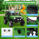 24V 4WD Ride on Truck Car w/800W Motors, Gift Flower, Remote Control, 2 Seaters, Light Bar, 3 Speeds, Pop Music, Power Four Wheels, 24 Volt Ride on Toy Car for Big Kids, Green by TinyTreasures Baby Boutique