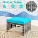 Tangkula 2 Pieces Patio PE Rattan Ottomans, Multipurpose Outdoor Footstool Footrest Additional Seating Side Table with Soft Zippered Cushions for Deck, Garden, and Yard (Turquoise) by CozyNest Decor
