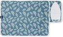 Encasa XO Ironing Mat/Pad (Small 28"x20") with 3mm Padding & Silicone Iron Rest for Steam Pressing on Tabletop or Bed - Heat Resistant, Portable, Quilting & Travel Blanket - Big Leaves Blue by CozyNest Decor