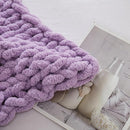 WESHIONGOO Chunky Knit Blanket Throw 40"*40" Knitted Throw Blankets for Couch Bed Fluffy Soft Blanket with Jumbo Chenille Yarn Thick 100% Handmade(Lilca) by CozyNest Decor