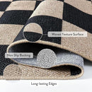 Lahome Checkered Easy Jute Carpet, 3x5 Outdoor Patio Rug Washable Rugs for Entryway Checkerboard Indoor Outdoor Living Room Classroom Carpet, Farmhouse Neutral Non Slip Black Door Mat for Bedroom by CozyNest Decor