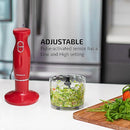 OVENTE Immersion Hand Blender, 300W Electric Handheld Portable Stick Mixer Set with 2 Mixing Speed, Stainless Steel Blades, Egg Whisk Attachment, Mixing Beaker and BPA-Free Food Chopper, Red HS565R by TinyTreasures Baby Boutique